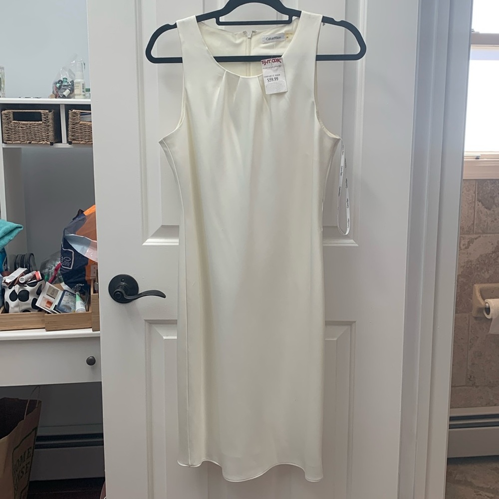 NWT Calvin Klein satin white Dress